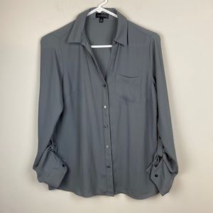 Semi-Sheer Professional/Night Out Button Down Blouse w/ Adjustable Sleeve Length
